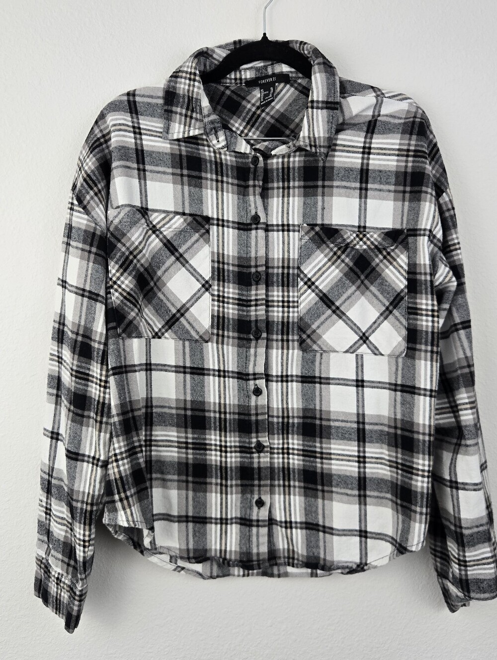 Forever 21 Black & White Plaid Button Down